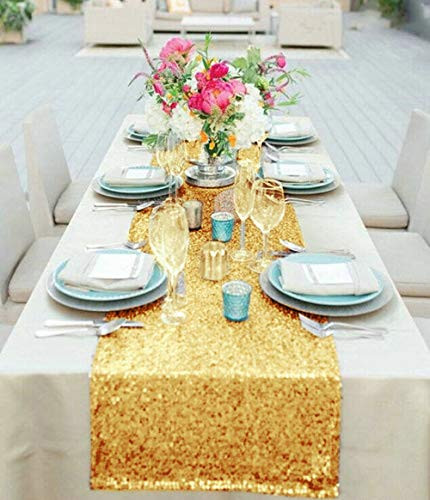 Wholesale Shinny Gold Sequin Table Runner 14''108'' Gold Sequin Table Runner for Sale