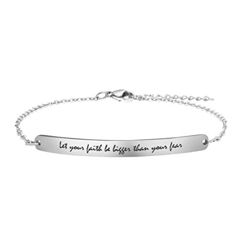 Joycuff Encouragement Jewelry for Girls Inspirational Identification Bracelet Graduation Gift Engraved Let Your Faith Be Bigger Than Your Fear Joycuff Encouragement Jewelry for Girls Inspirational Identification Bracelet Graduation Gift Engraved Let Your Faith Be Bigger Than Your Fear