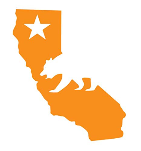 California Republic Cali State Map Cali Bear Vinyl Sticker Decals for Car Bumper Window Laptop Tablet Phone -4inch x 3.4inch- Orange-