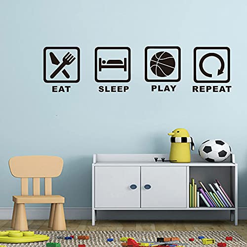 Vinyl Sports Wall Sticker Eat Sleep Play Basketball Repeat Wall Decal Removable Kids Room Decoration Wall Sticker for Boys Bedroom -TM-10 Basketball- Vinyl Sports Wall Sticker Eat Sleep Play Basketball Repeat Wall Decal Removable Kids Room Decoration Wall Sticker for Boys Bedroom -TM-10 Basketball-