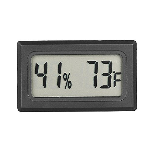 Qooltek Mini Hygrometer Thermometer LCD Display Digital Temperature Humidity Meter Gauge for Incubators Reptile and Humidors -Fahrenheit-