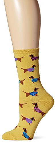 Socksmith Womens Yellow Haute Dog Crew Socks-One Size Fits Most