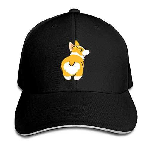Adult Casquette Corgi Cute Dog Mom  and  Dog Dad?Adults Baseball Cap Headgear Sandwich Hat Unisex/Black