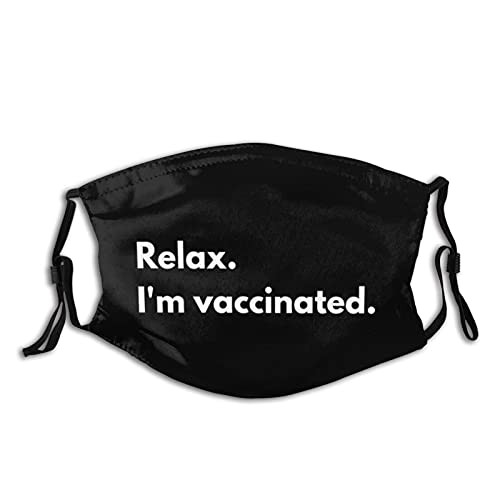 Relax. I'm Vaccinated Face Mask Washable Adjustable Reusable Fabric Cloth Bandanas Balaclava With 2 Filters For Adult