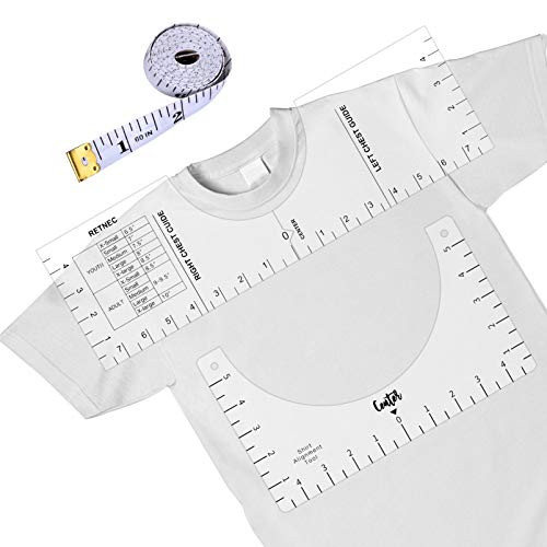 KASOS 2 Pack T-Shirt Alignment-Acrylic Tshirt Ruler Guide Tool-Combination Design Ruler Guide Size Chart-Sublimation T-Shirt Centering Tool | HTV Alignment - Transparent