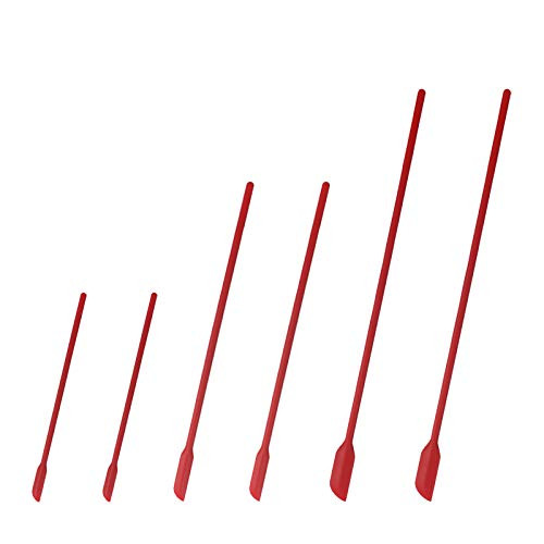 6 Pieces Mini Silicone Spatula Set HOLENGS Last Drop Silicone Spatula Set Small Silicone Spatula Set for Slight Makeup Bottle Opening Kitchen Mustard Jar Lipgloss Nail Polish -Red-