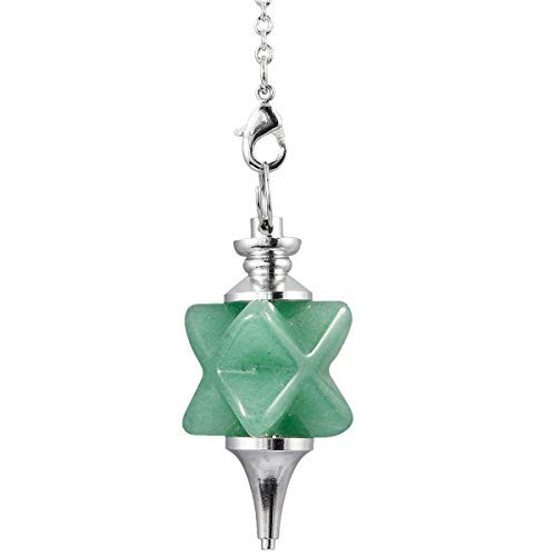 SUNYIK Green Aventurine Merkaba Crystal Point Pendulum Healing Dowsing Reiki Chakra Divination