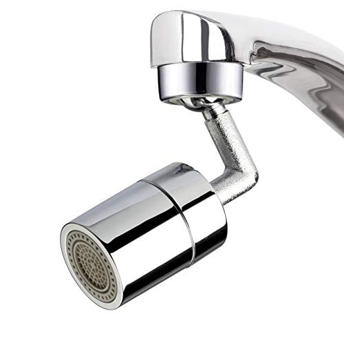 Universal Splash Filter Faucet- 720 Degree Swivel Sink Faucet Aerator- Faucet Sink Extender Aerator- Big Angle Dual Function Gargle and Washing Eyes- Chrome