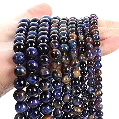 6mm 60Pcs Tiger Eye Beads for Jewelry Making Blue Purple Natural Stone Beads Semi Precious Round Smooth Gemstones Energy Healing Loose Bead-6mm-60Beads- 6mm 60Pcs Tiger Eye Beads for Jewelry Making Blue Purple Natural Stone Beads Semi Precious Round Smooth Gemstones Energy Healing Loose Bead-6mm-60Beads-