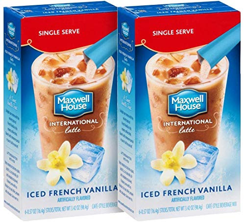 Maxwell House International Cafe Iced Latte French Vanilla - 12 Packets - 2 Boxes of 6