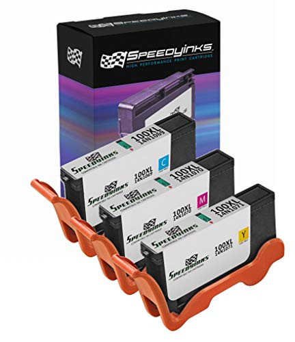 SpeedyInks Compatible Ink Cartridge Replacement for Lexmark 100XL High Yield -1 Cyan- 1 Magenta- 1 Yellow- 3-Pack-