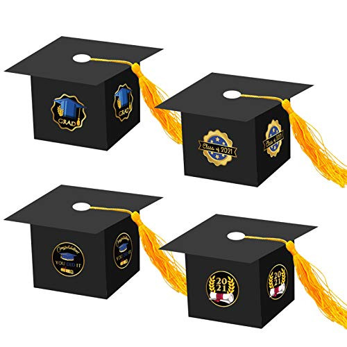 24pcs Happy Graduation Cap Gift Boxes- PADELO Congrats Grad Graduation Cap Candy Favor Box Gift Box-Grad Cap Box for Graduation Gift Graduation Party Favors Decor Party Supplies