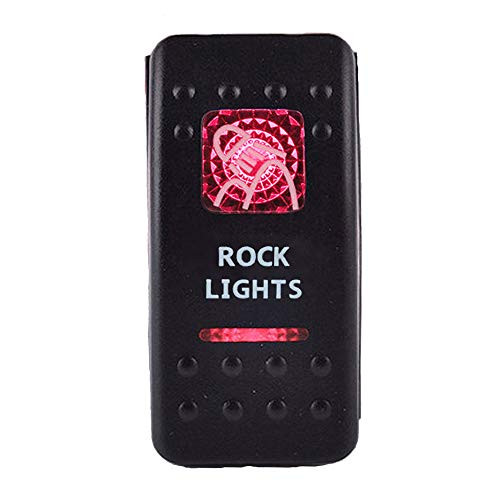 ESUPPORT Car Truck 12V 20A Red LED Rock Light Push Button Rocker Toggle Switch 5Pin ON OFF