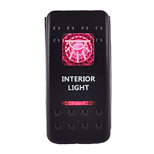 ESUPPORT Car Truck 12V 20A Red LED Interior Light Push Button Rocker Toggle Switch 5Pin ON OFF