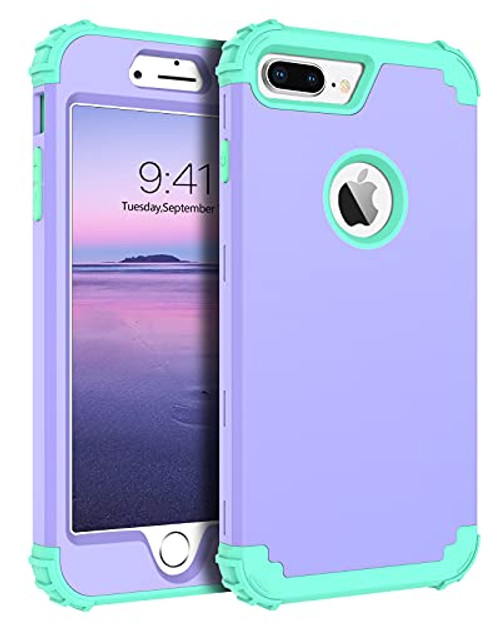 BENTOBEN Case for iPhone 8 Plus- iPhone 7 Plus Case- 3 in 1 Hybrid Hard Plastic Soft Rubber Heavy Duty Rugged Bumper Shockproof Full-Body Protective Phone Cover for iPhone 8 Plus/7 Plus- Purple/Green BENTOBEN Case for iPhone 8 Plus- iPhone 7 Plus Case- 3 in 1 Hybrid Hard Plastic Soft Rubber Heavy Duty Rugged Bumper Shockproof Full-Body Protective Phone Cover for iPhone 8 Plus/7 Plus- Purple/Green