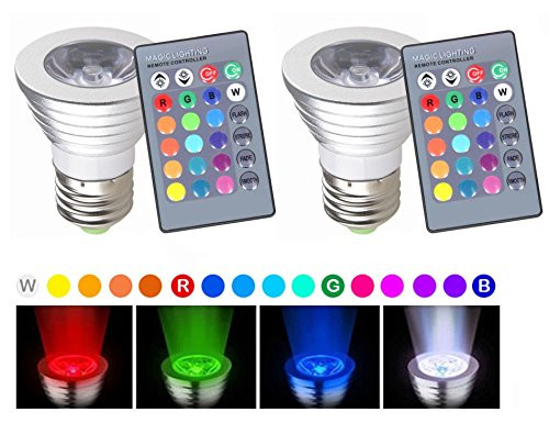 KELY 2pack X 3W E27 16 Color LED Magic RGB Spot Light Bulb Lamp Plus Wireless Remote Control 100-264VAC Epistar Power Led Indoor Lightings- LED Spot light- Spot Bulb