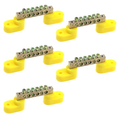 MY MIRONEY 5-Pack Terminal Bus Bar Brass Terminal Grounding Strip Bus Bar Block 6 Positions Wire Screw Terminal