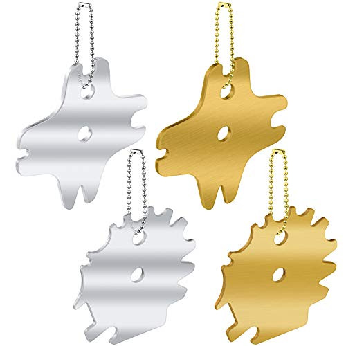 4 Pieces Stainless Steel BBQ Grill Scraper BBQ Grate Grill Cleaner Scraper Grill Scraper Tool with 4 Pieces Chain for Cleaning Your Barbecue Grill- Gold and Silver