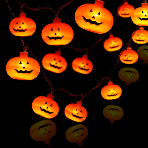 20 LED Pumpkin Lights Halloween String Light 9.8 Feet Halloween Fairy Lights Battery Powered Pumpkin Lights for Indoor Outdoor Festival Decoration- 2 Modes Steady and Flickering Lights 20 LED Pumpkin Lights Halloween String Light 9.8 Feet Halloween Fairy Lights Battery Powered Pumpkin Lights for Indoor Outdoor Festival Decoration- 2 Modes Steady and Flickering Lights