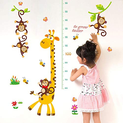 UUTAG DIY Growth Height Chart Wall Sticker Measuring Children Baby Infant- Growth Chart Measures Giraffe Monkey Wall Decal Decor for Kids Toddlers Nursery Bedroom