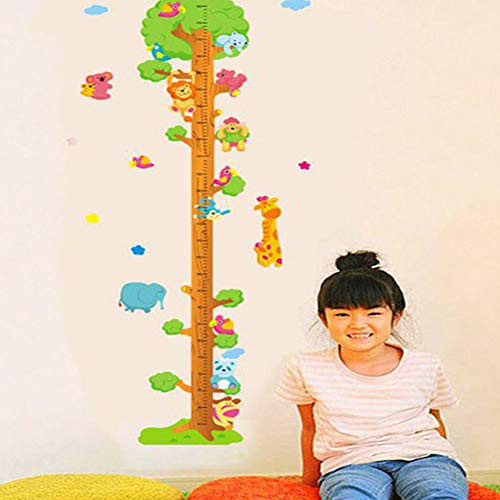 UUTAG DIY Growth Height Chart Wall Sticker Measuring Children Baby Infant- Growth Chart Measures Giraffe Tree Zoo Wall Decal Decor for Kids Toddlers Nursery Bedroom