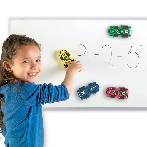 Learning Resources Magnetic Whiteboard Erasers, Racecars