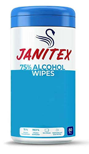 Janitex 75 percent Alcohol Wipes - 80 Wipes per Canister - 80 counts -pack of 1-