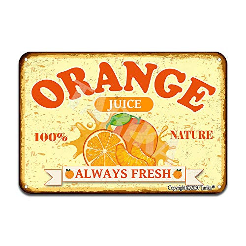 Orange Juice 100 percent Nature Always Fresh Iron Poster Painting Tin Sign Vintage Wall Decor for Cafe Bar Pub Home Beer Decoration Crafts