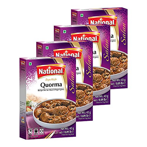 National Foods Qourma Recipe Mix 1.51 oz -43g- | South Asian Curry Masala Powder | Traditional Stew Seasoning | Box Pack | Pack of 4 National Foods Qourma Recipe Mix 1.51 oz -43g- | South Asian Curry Masala Powder | Traditional Stew Seasoning | Box Pack | Pack of 4