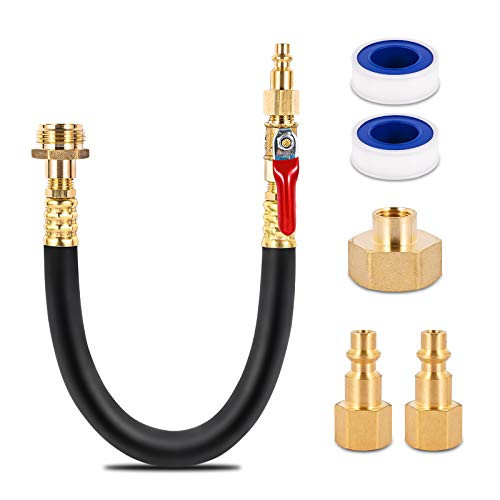 RV Winterizing Kit Sprinkler Blowout Adapter with Shut Off Valve-12inch Air Compressor Quick-Connect Plug with Valve- Water Blow Out Fitting Adapter for Winterize Sprinkler System Winterizing RV