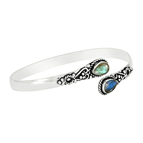 Labradorite Bangle for Women Mom Wife 925 Silver Overlay Handmade Vintage Boho Style Jewelry