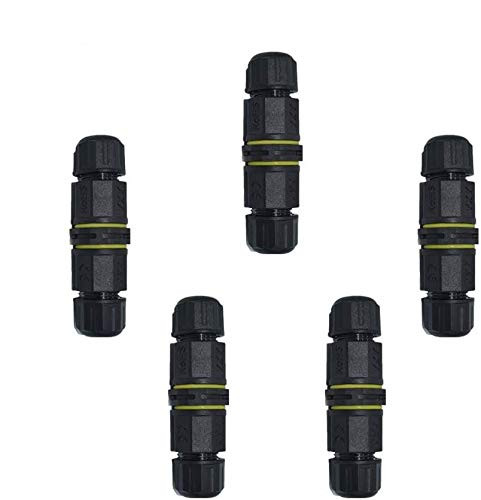 YoungPower Waterproof Junction/Connector outdoor straight 2Pole /Way 2Pin/3Pin/4Pin IP68/External Junction Box cable connector sleeve ?4.5-9mm -3Pin- 5pack-