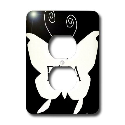 3dRose lsp_5899_6"Diva Butterfly in White" 2 Plug Outlet Cover Multicolor