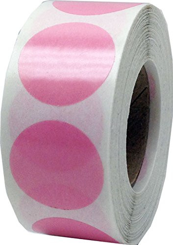 Pink Transparent Color Coding Labels for Organizing Inventory 0.75 Inch Round Circle Dots 500 Total Adhesive Stickers On A Roll