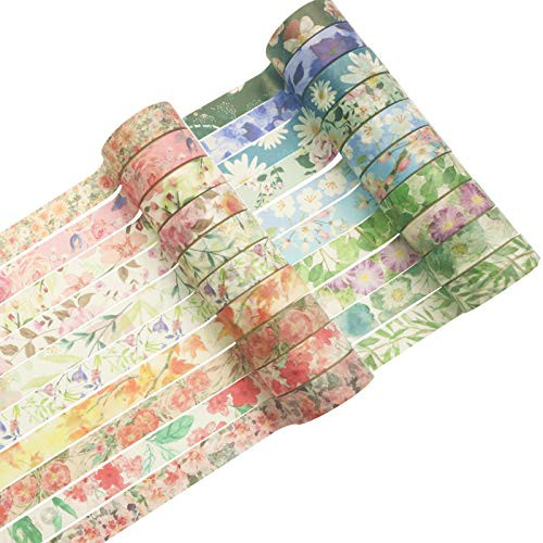 VIVIQUEN Washi Tape Set- 15mm Masking Tape- Floral Washi Tape- Aesthetic Washi Tape for Bullet Journal- Arts and DIY Crafts- Scrapbooking- Planner- Gift Wrapping -Flower 20 Rolls- VIVIQUEN Washi Tape Set- 15mm Masking Tape- Floral Washi Tape- Aesthetic Washi Tape for Bullet Journal- Arts and DIY Crafts- Scrapbooking- Planner- Gift Wrapping -Flower 20 Rolls-