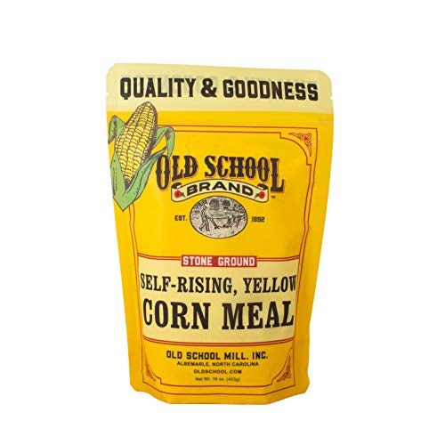 Old School Brand Stone Ground Self-Rising- Yellow Corn Meal -- 16 oz Package -- GREAT for Cornbread and Corn Muffins