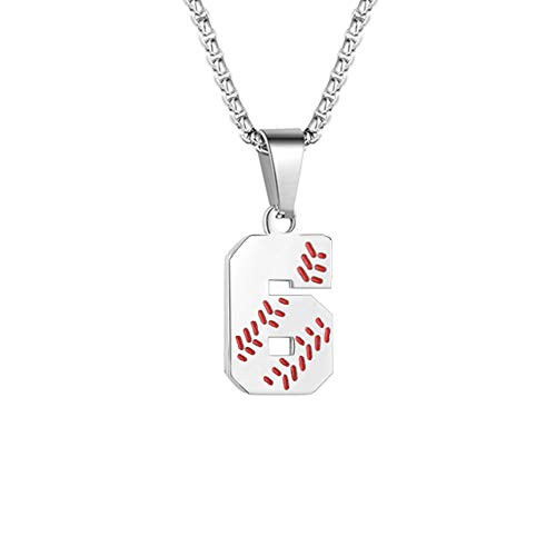 TLIWWF Inspiration Baseball Jersey Number Necklace Stainless Steel Charms Number Pendant for Boys Men -6-
