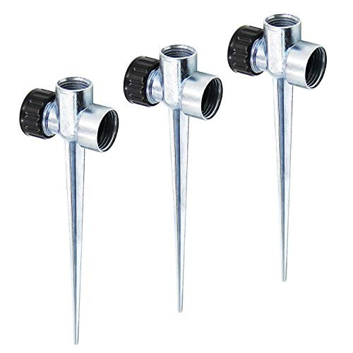 Twinkle Star 3 Pack 1/2 Inch Zinc Flow Thru Lawn Sprinkler Spike Base- Watering Sprinklers for Yard- Lawn and Grass Irrigation