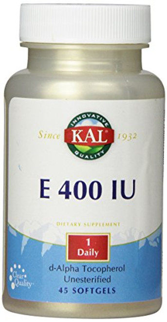 KAL E-400 D-Alpha Tocopherol 400 IU Softgels- 45 Count