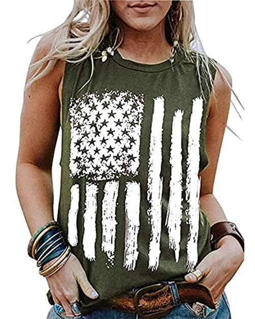 Zarmfly Women's American Flag Tank Tops 4th of July Camo Tee Loose Sleeveless Tunic Patriotic USA T Shirts -XX-Large- Y-Green- Zarmfly Women's American Flag Tank Tops 4th of July Camo Tee Loose Sleeveless Tunic Patriotic USA T Shirts -XX-Large- Y-Green-