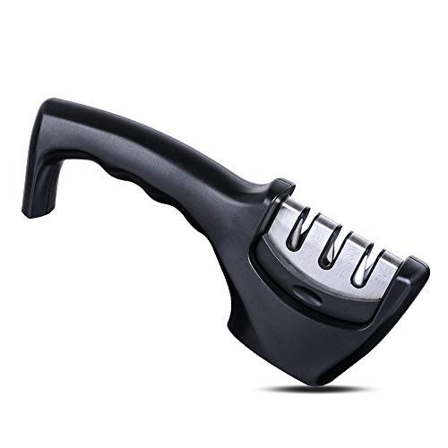 Knife Sharpener- Kitchen Knife Sharpener- 3-Stage Knife Sharpening Tool- Knife Sharpening Kit for Quickly Sharpening- Easy to Use