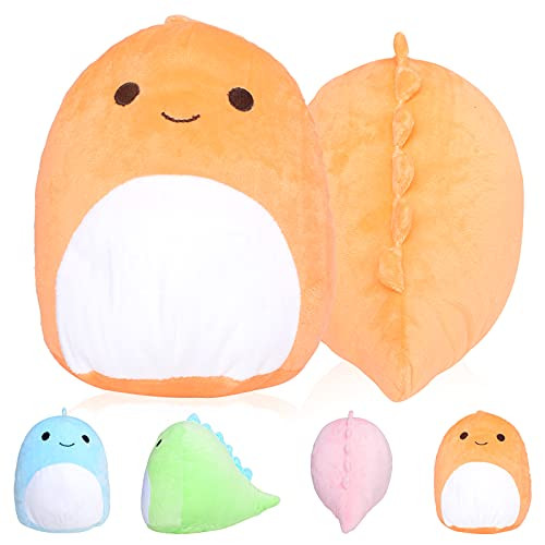3D Dinosaur Plush Pillow Toys Soft Dinosaur Plush Hugging Pillow Toys Cute Dinosaur Plush Dolls Colorful Cute Dinosaur Stuffed Animal-Orange-