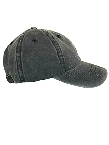Men Women Vintage Washed Distressed Baseball Cap Low Profile Pigment Plain Dad Hat Adjustable -1pc Charcoal-