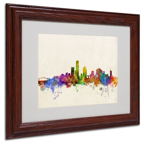 Milwaukee Skyline by Michael Tompsett, White Matte, Wood Frame 11x14-Inch