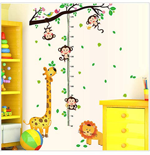 UUTAG DIY Growth Height Chart Wall Sticker Measuring Children Baby Infant- Growth Chart Measures Giraffe Tiger Balloon Tree Wall Decal Decor for Kids Toddlers Nursery Bedroom