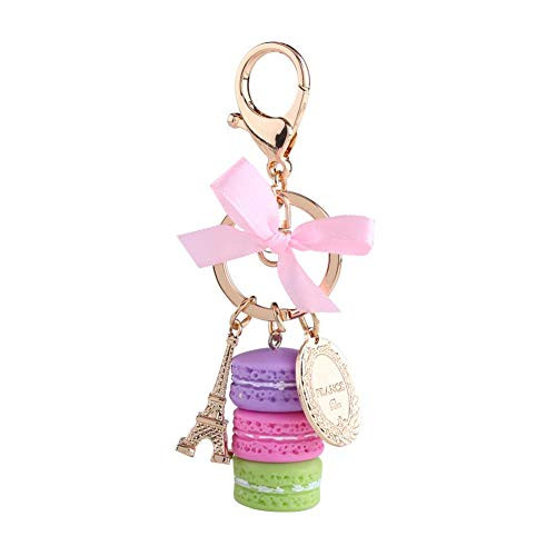 1pc Key Ring Colorful Cute Alloy Macaron Eiffel Tower Keychain Keyring Accessory for Car Decoration Bag Pendant(Purper)