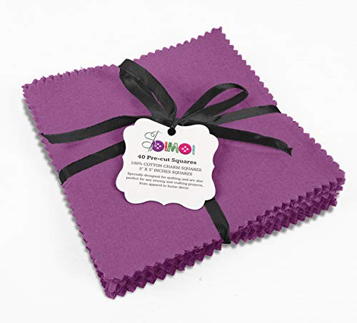 Soimoi Solid Purple Precut 5 inch Cotton Fabric Quilting Squares Charm Pack DIY Patchwork Sewing Craft