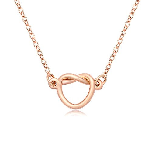 MANZHEN Dainty Gold Rose Gold Silver Love Knot Necklace Tie The Knot Pandant Necklace Bridesmaid Gift -Rose Gold- MANZHEN Dainty Gold Rose Gold Silver Love Knot Necklace Tie The Knot Pandant Necklace Bridesmaid Gift -Rose Gold-