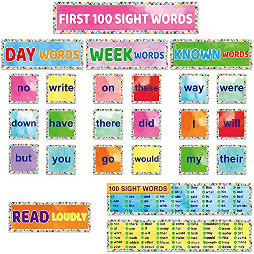 First 100 Sight Words Pocket Chart Cards for Classroom Homeschool 115pcs