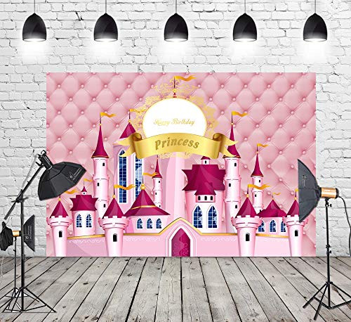 6.5x5ft Photography Backdrop Royal Pink Dream Castle Princess Girl Birthday Party Backdrop Photo Background Baby Shower Photo Studio Booth Background W-897